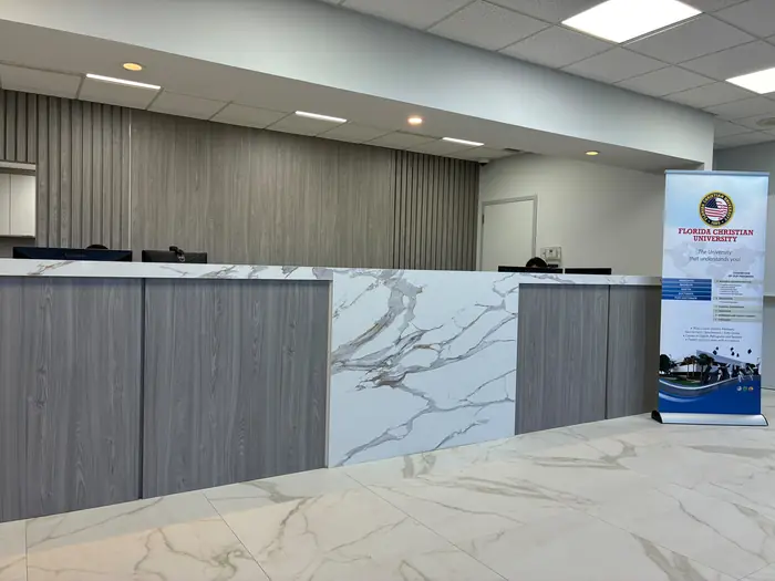 Front desk and reception at Lakehurst Building