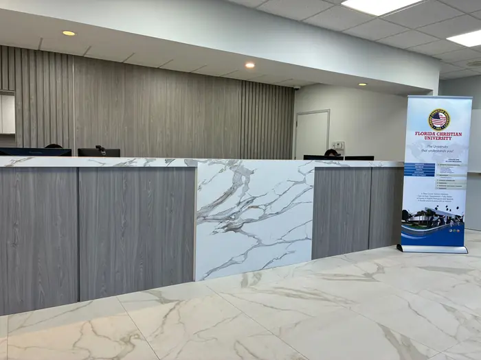 Reception desk at Lakehurst Building